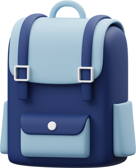 Blue Backpack 3D Icon